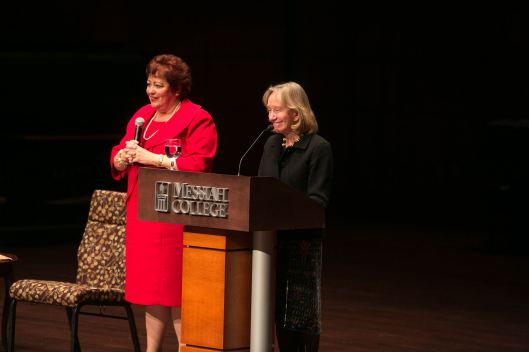 Doris Kearns Goodwin and Kim Phipps. (Image courtesy of the Messiah College Facebook page.)